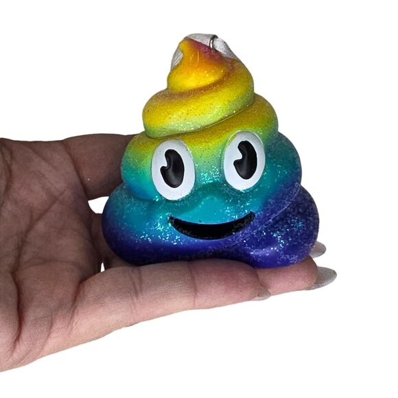 Rainbow Glitter Poop Emoji christmas Ornament - Fun & Colorful Decor funny - Picture 2 of 3